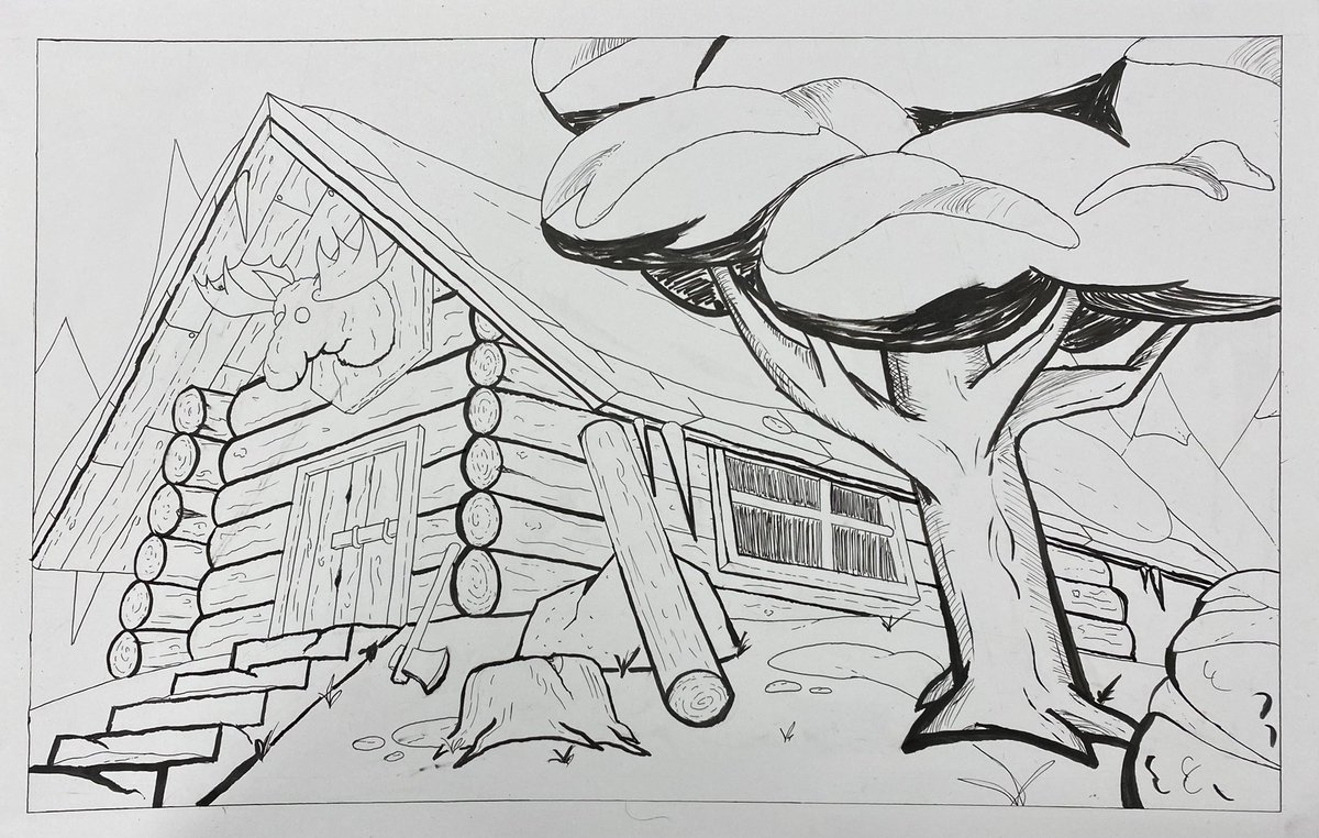 LapseDesigns's tweet photo. A Wintery Cabin 🏠 ❄️
#art #yegart #perspective #threepointperspective #cabin #logs #winter #spring #inking #practice #natural https://t.co/PVyXCd4vYh