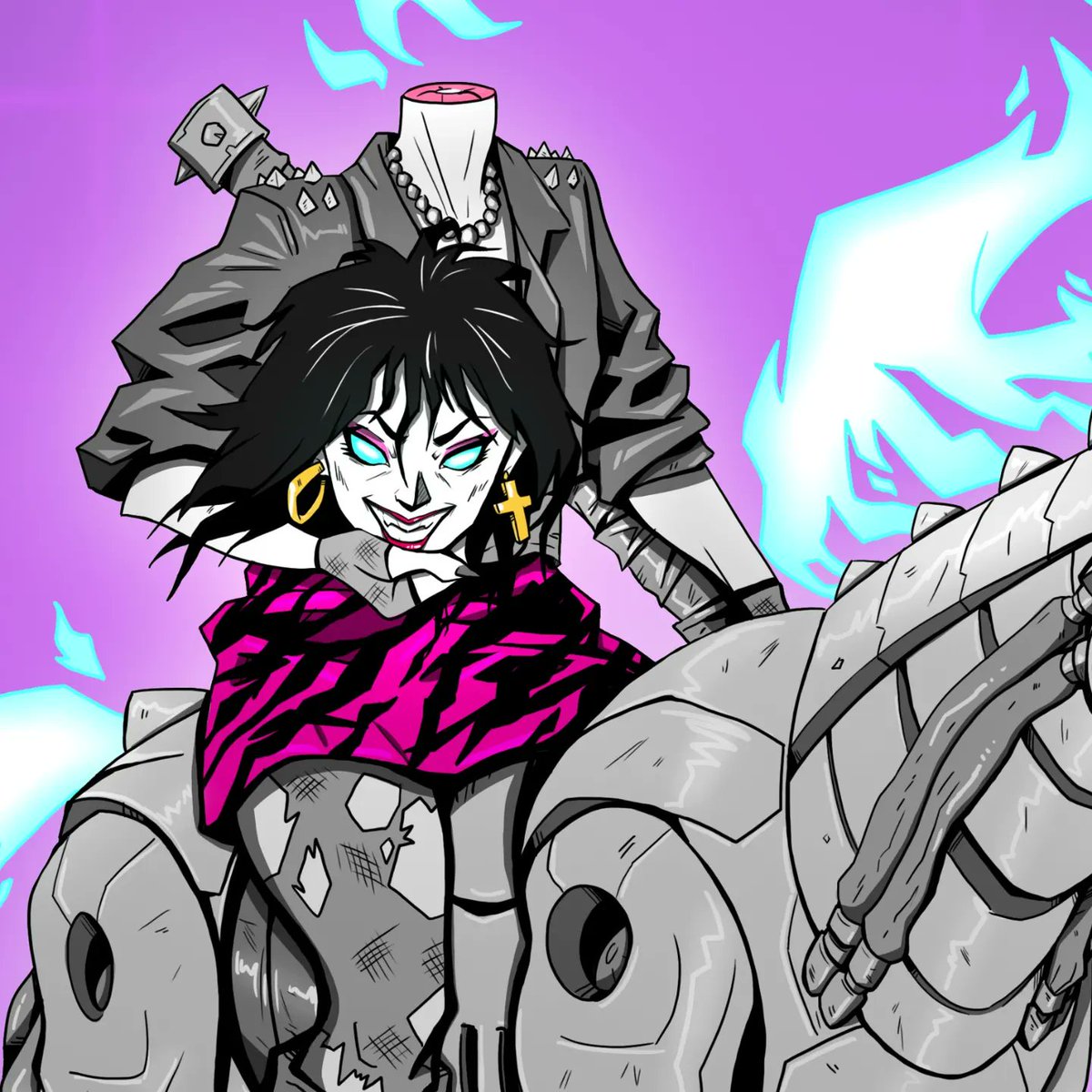 KyleMjoenArt's tweet photo. #drawlloween 27- A dullahan celebrating #retroween !
#retro #drawing #digitalart #halloween #mabsdrawlloweenclub #80s #80sfashion #unicorn #robot #mech #dullahan #monster #monstergirl #retrogirl #retrostyle #scythe #headlesshorseman #retroart #creatureart #art #artchallenge https://t.co/MvijKiJ7sy