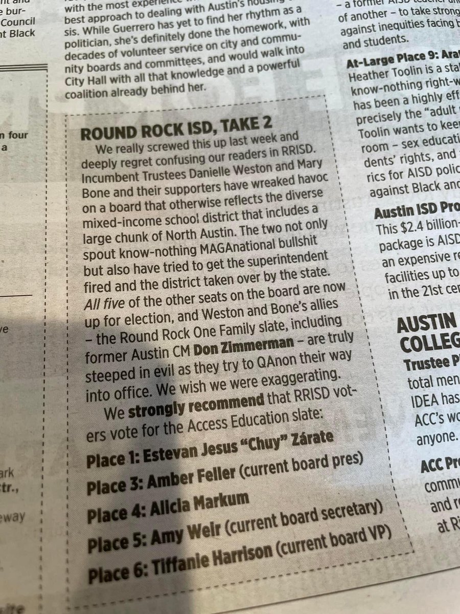 Chuy4RRISD's tweet photo. I am so honored to be endorsed by @AustinChronicle ! I have been a reader since '93 and have been in there for the Theater I have done over my career, but this hits different! Thank you! https://t.co/zln12yc6rL