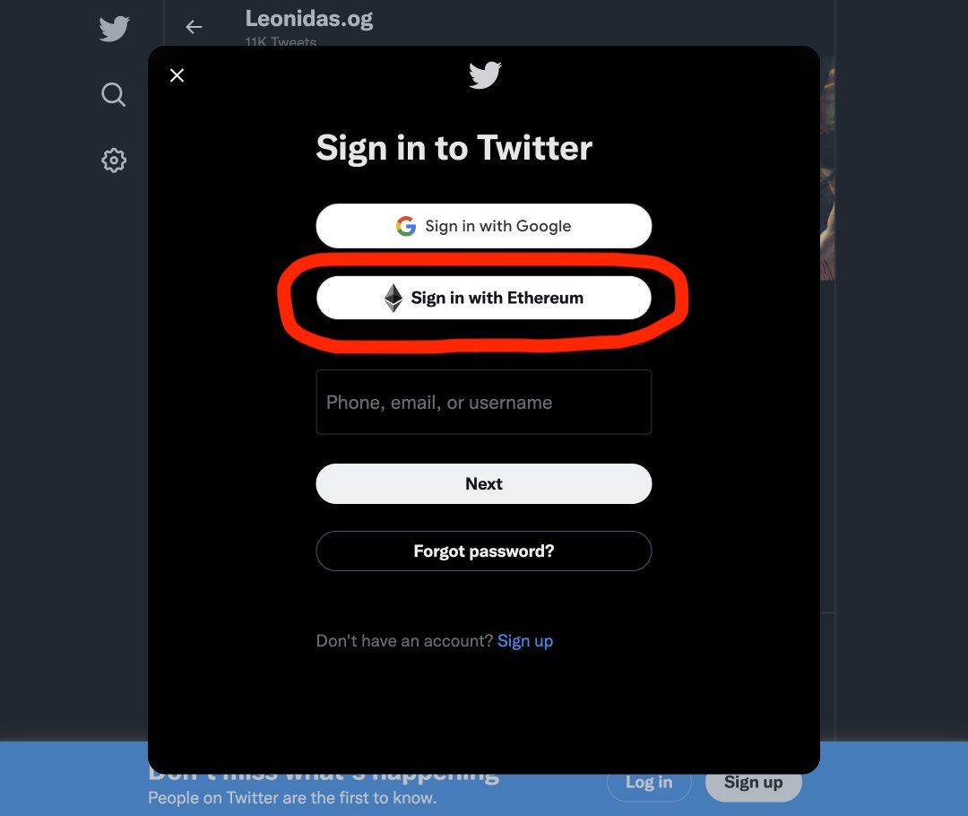 LeonidasNFT's tweet image. Petition for @Twitter to add Sign in with Ethereum.

RT to sign ✏️

@elonmusk