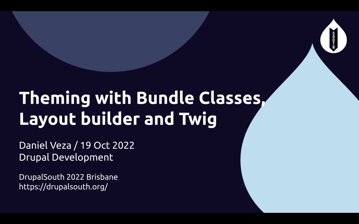 DrupalSouth's tweet photo. 🎥 #DrupalSouth video: "Theming with Bundle Classes, Layout builder and Twig" by @daniel_veza from @PreviousNext

https://t.co/DwLMNFQdqS

#drupal #drupal10 #twig https://t.co/UfKdD64WUv