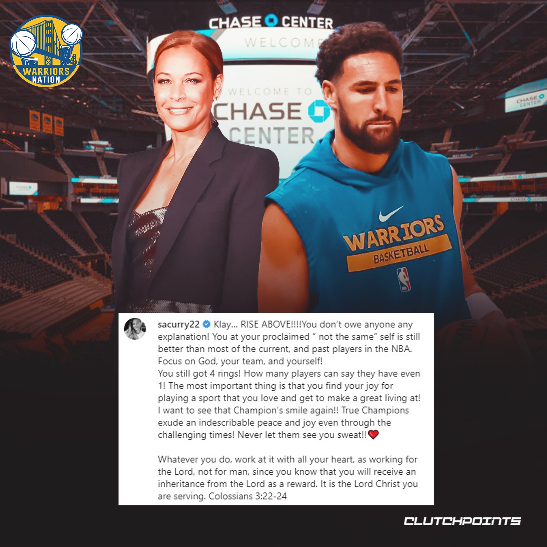 Warriors Nation on X: "In response to Klay Thompson's critiques, Steph's  mother Sonya Curry delivered a powerful message at the right time ❤️ She's  the real MVP 🙌 https://t.co/B6dcnvwVY5" / X