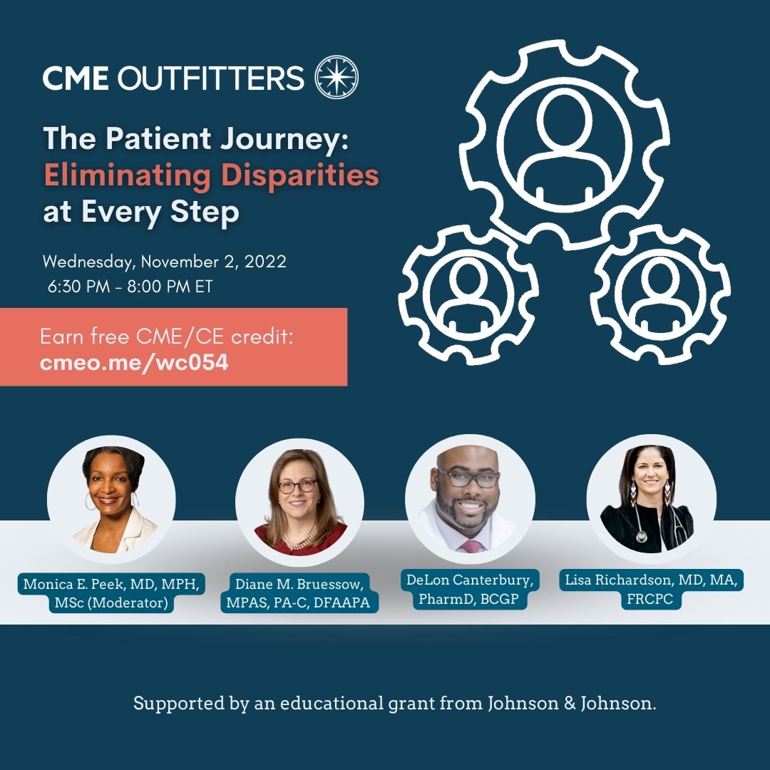GeriatRx's tweet photo. Check out the live webcast I'm hosting with @cmeoutfitters, The Patient Journey: Eliminating Disparities at Every Step. Tune in November 2 at 6:30 PM ET & earn 1.5 free #CME/CE credits: https://t.co/4nnf58GBk9 #MedEd #MedTwitter #MedEd4Equity https://t.co/vS8sXJWDEv