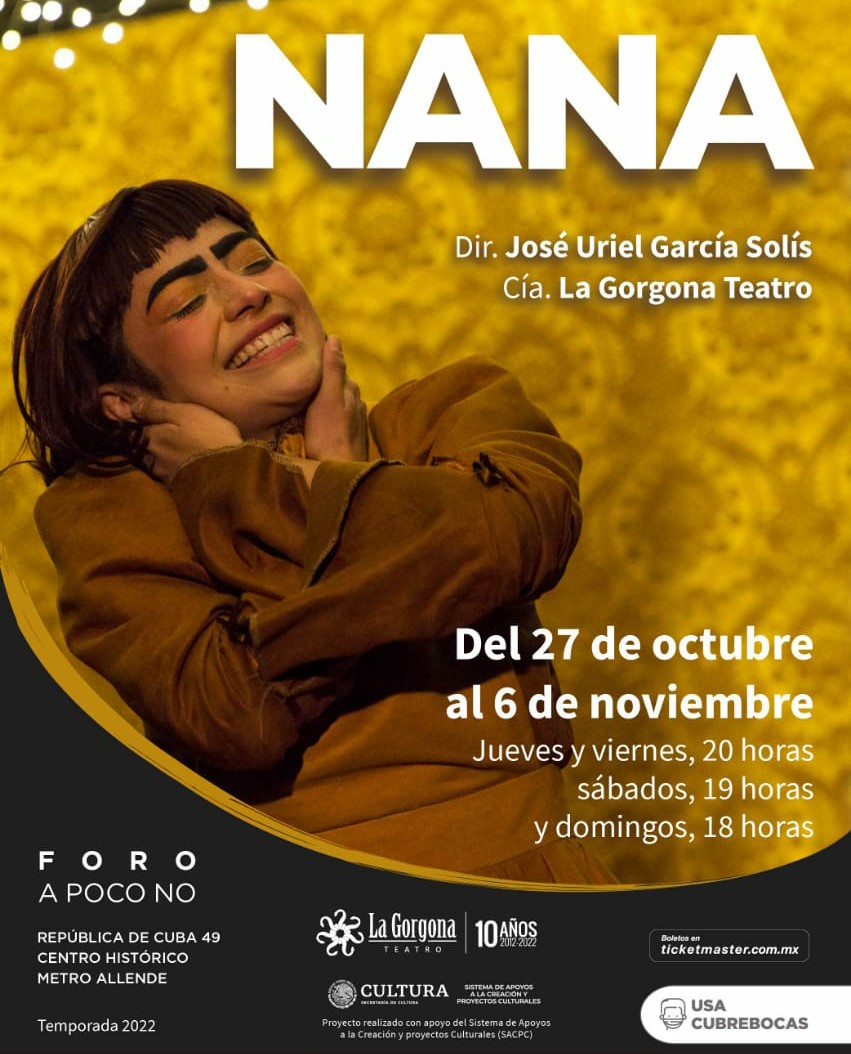 Lea recomendamos esta conmovedora y divertida obra
de #LaGorgonaTeatro. Se llama Nana y es la visión de una niña sobre el #Alzheimer.
Del 27 de oct al 6 de nov en el foro A poco no. Entrada general $100 pesos, mencionando este post.
