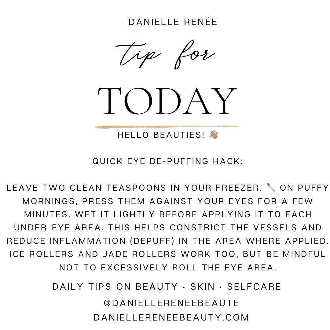 dani_dials's tweet image. A little trick for puffy eyes! 👀
A few more in today’s blog: daniellereneebeauty.com/post/need-quic…

#tipoftheday #beautytips #skintips