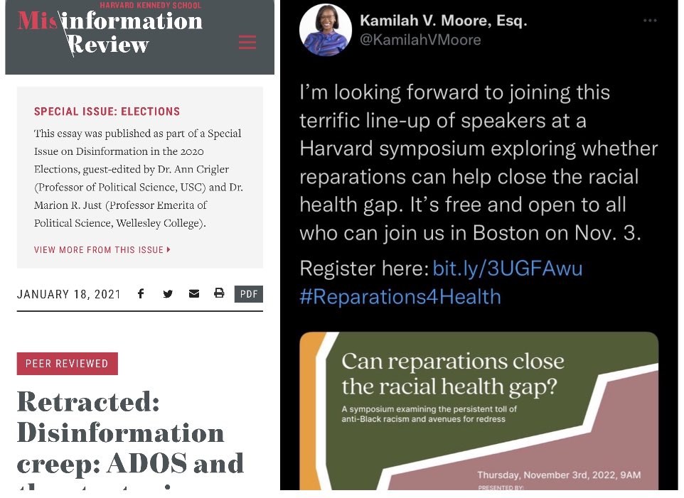 I do not understand how this is condoned. 

The #ADOS movement, which built this reparations space, was wrongly accused of disinformation by Harvard. 

We had to fight for our retraction. Now litigation. Then there’s the Free Renty case. And y’all still come when they beckon?