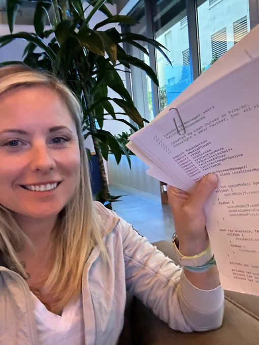 Me with sheets of printed code