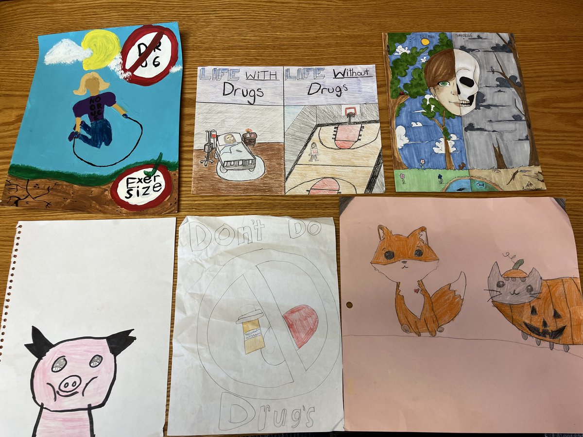 BrodheadBetter's tweet photo. These results are from a recent coloring contest we hosted in middle and high school.  The question was, "What will you do this school year to remain drug-free?" 
1st Place - Elena Boston
2nd Place - Kinsley Krumwiede
3rd Place - Lindsay Simmons https://t.co/s0rW66lkCB