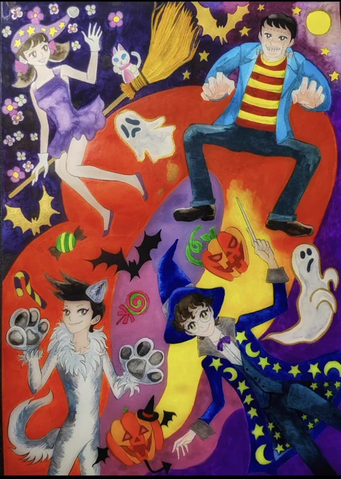 はろうぃん画特集吸血鬼+堕天使なドラのび太くんの魔法使いがみんなを変身させます。#ハロウィンイラスト展示会2022 #ハロウィンイラスト2022 #Halloween #Halloween2022 #ArtistOnTwitter  #ドラえもん#耽美えもん 