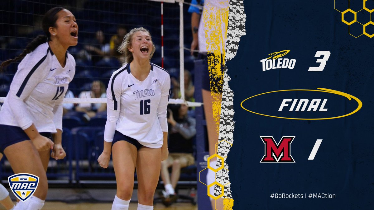 MACSports's tweet photo. Toledo scraps for a 4️⃣ set winner!🚀

#GoRockets | #MACtion https://t.co/cFNVERn3Ja
