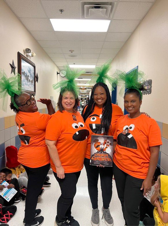 Mrs_ABetts's tweet photo. Had so much fun being #creepycarrots  and seeing all these fun book characters parade the halls! 🥕 https://t.co/MCKiF7p9IM