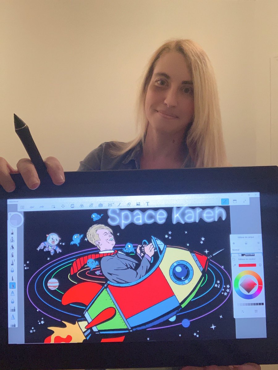 I drew this to thank #SpaceKaren. 
Thanks to him, I lost about a thousand Followers since he owns Twitter.
I hope he will appreciate this nice portrait. 🙃