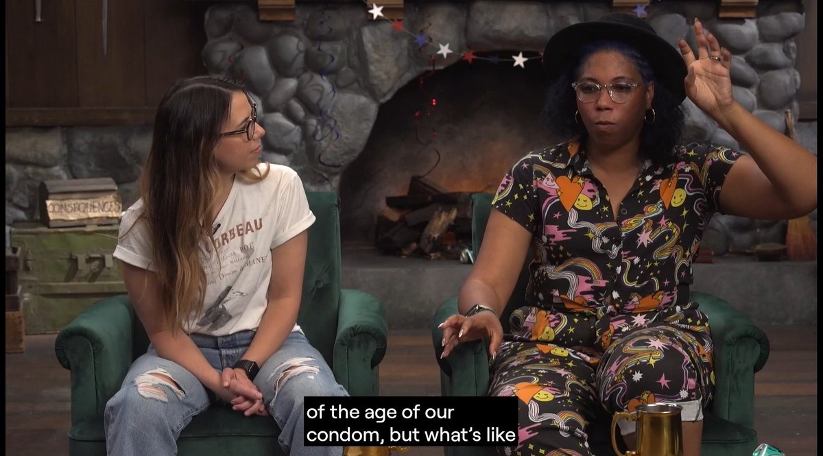 The close captions on #FourSidedDive can be hilarious, confusing, and a little naughty, but always safe! 🤣😂 The age of what??!! <a href="/CriticalRole/">Critical Role</a> <a href="/quiddie/">Aabria Iyengar #CeasefireNOW</a> <a href="/LauraBaileyVO/">Laura Bailey</a>  <a href="/Marisha_Ray/">Marisha Ray</a> <a href="/TheVulcanSalute/">TTC</a>