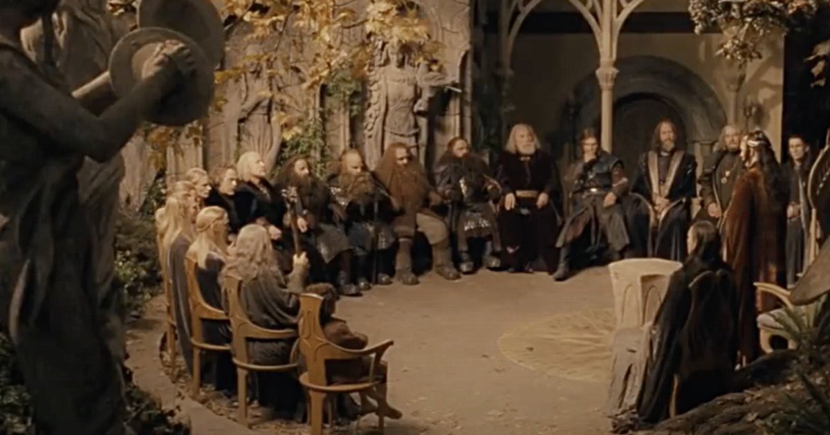 DIGITALBLOCKiot's tweet photo. @elonmusk Elon as Elrond and the Council #LOTR https://t.co/GJFB1p29zC