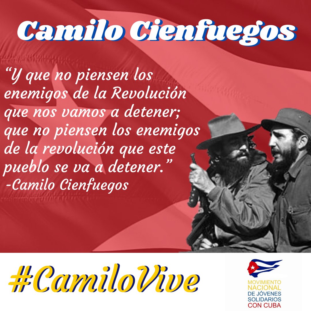 #CamiloVive #MejorSinBloqueo 

Camilo, ejemplo de resistencia y de un bueno compañero de luchas. La juventud seguirá su ejemplo!

<a href="/CatedraFidelCol/">Cátedra Fidel Castro Colombia</a> <a href="/EmbacubaCol/">Embajada de Cuba en Colombia</a> <a href="/McscPresente/">Movimiento Colombiano de Solidaridad</a>