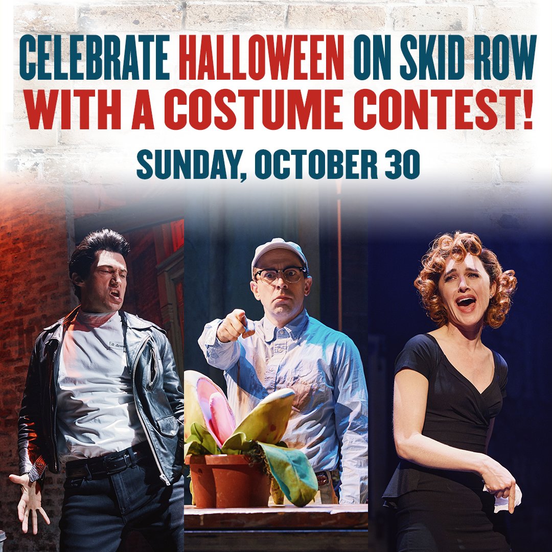 Frightening dentists, man-eating plants, oh my! Celebrate Halloween on Skid Row with our in-person costume contest! If you’re seeing #LittleShopNYC on Sunday, October 30 come in your best Little Shop costume for a chance to win a merch prize pack.