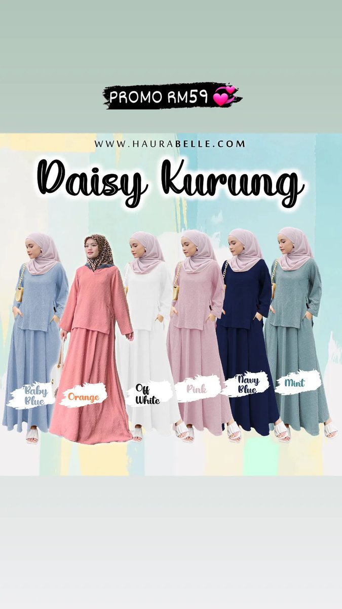 ReyhanMurad's tweet photo. OMG DAISY KURUNG DAH RESTOCK ‼️😱
.
Patut la Daisy Kurung ni jadi kesukaan ramai sebab memang cantik, ironless &amp; banyak sangat pilihan warna 😍 
.
PROMO 1 PCS RM59 🔥
.
Berminat komen "NAK" https://t.co/Ky5szltISN