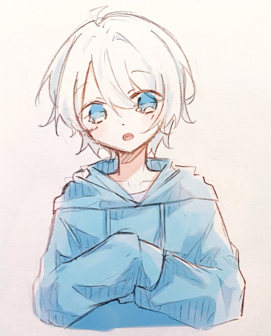水色パーカー 