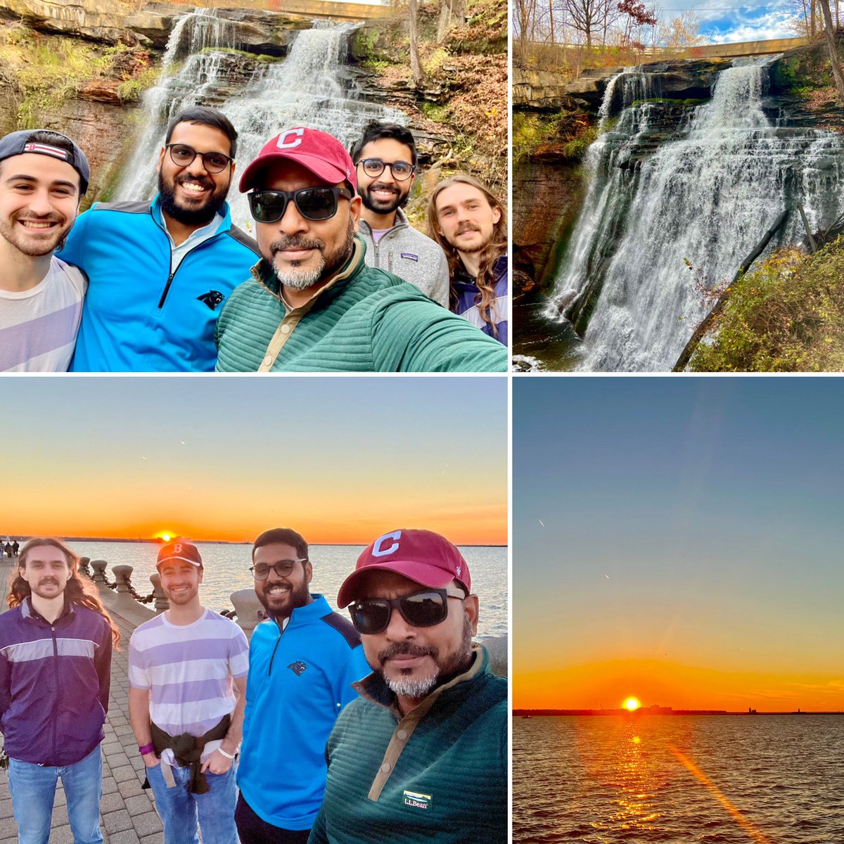 JishnuSenGupta's tweet photo. Wrapping up the week with another impromptu #FallHike at #BrandywineFalls @clevemetroparks &amp; a quick sunset stop at #DowntownCleveland with a quarter of @Sen_Gupta_Lab team! Only about a month remains of this awesome 🍁🎃weather before the ⛄️shows up!
@desai_cian @bipin_paruchuri https://t.co/jGGFgil3vn