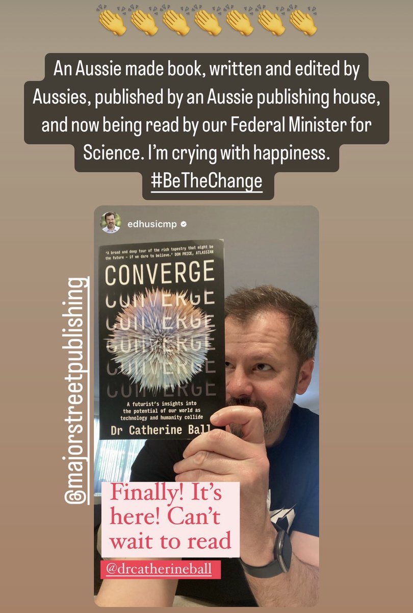 An Australian woman writes a #tech #futurism book. #Converge Australian editors. Australian publisher. Has it printed in Australia. And then has a copy bought by the Australian Federal Minister for Science and Industry. You know we can support Australian voices in #STEM globally!