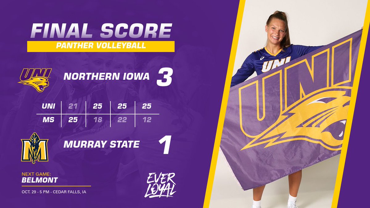 No place like home! Panthers are now up to 12-0 on the MVC season with 6 matches left to go. See you tomorrow for our first showdown with Belmont! #EverLoyal #1UNI