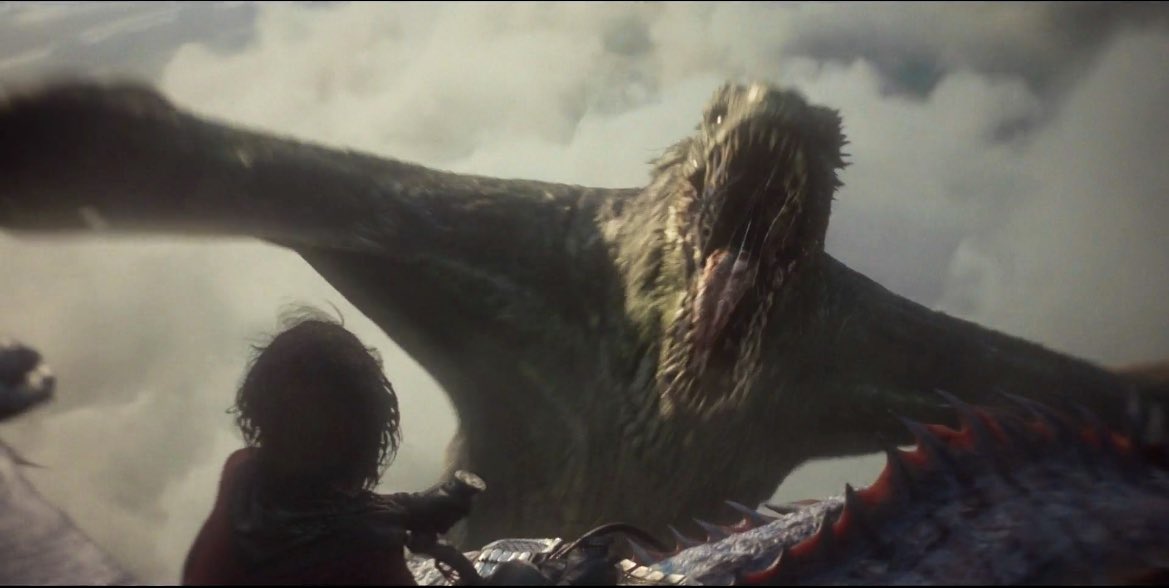 HOTD_Lore's tweet photo. “Watchers on the castle saw distant bursts of flame…Then the two beasts were locked together.

Vhagar was five times the size of her foe, the hardened survivor of a hundred battles. If there was a fight, it could not have lasted long.” #FireandBlood 

#HOTDFinale #Vhagar #Arrax https://t.co/8ivTNYTtvc