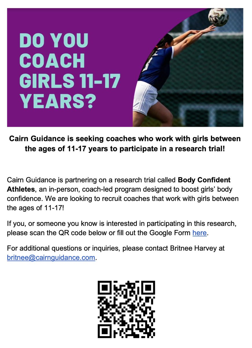 ASAHPERD (@asahperd) on Twitter photo Do you coach girls 11-17 years? You might be interested in this <a href="/cairnguidance/">cairnguidance</a> research trial?
docs.google.com/forms/d/e/1FAI… Do you coach girls 11-17 years? You might be interested in this <a href="/cairnguidance/">cairnguidance</a> research trial?
docs.google.com/forms/d/e/1FAI…