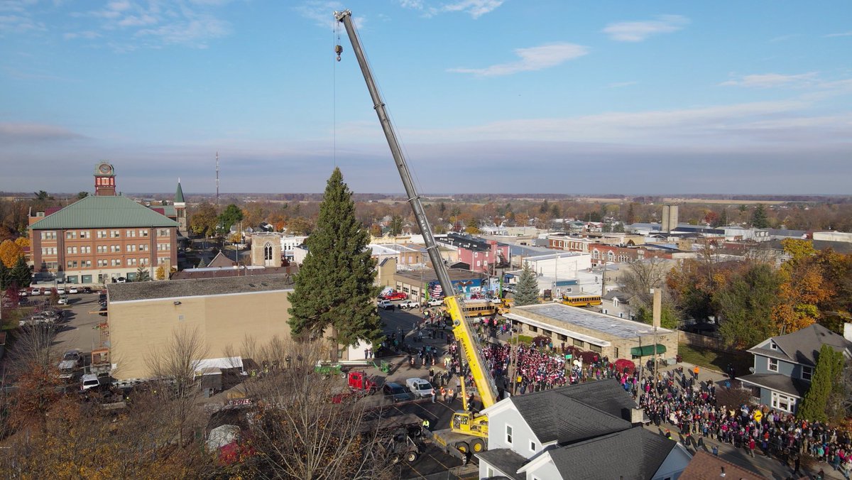 The official state Christmas tree was haverested in St. John’s, MI today by <a href="/MichiganDTMB/">Michigan DTMB</a>. The 63 ft spruce donated by Mary Ann &amp; Caitlin Beck arrives to <a href="/micapitol/">Michigan's Capitol</a> tomorrow!