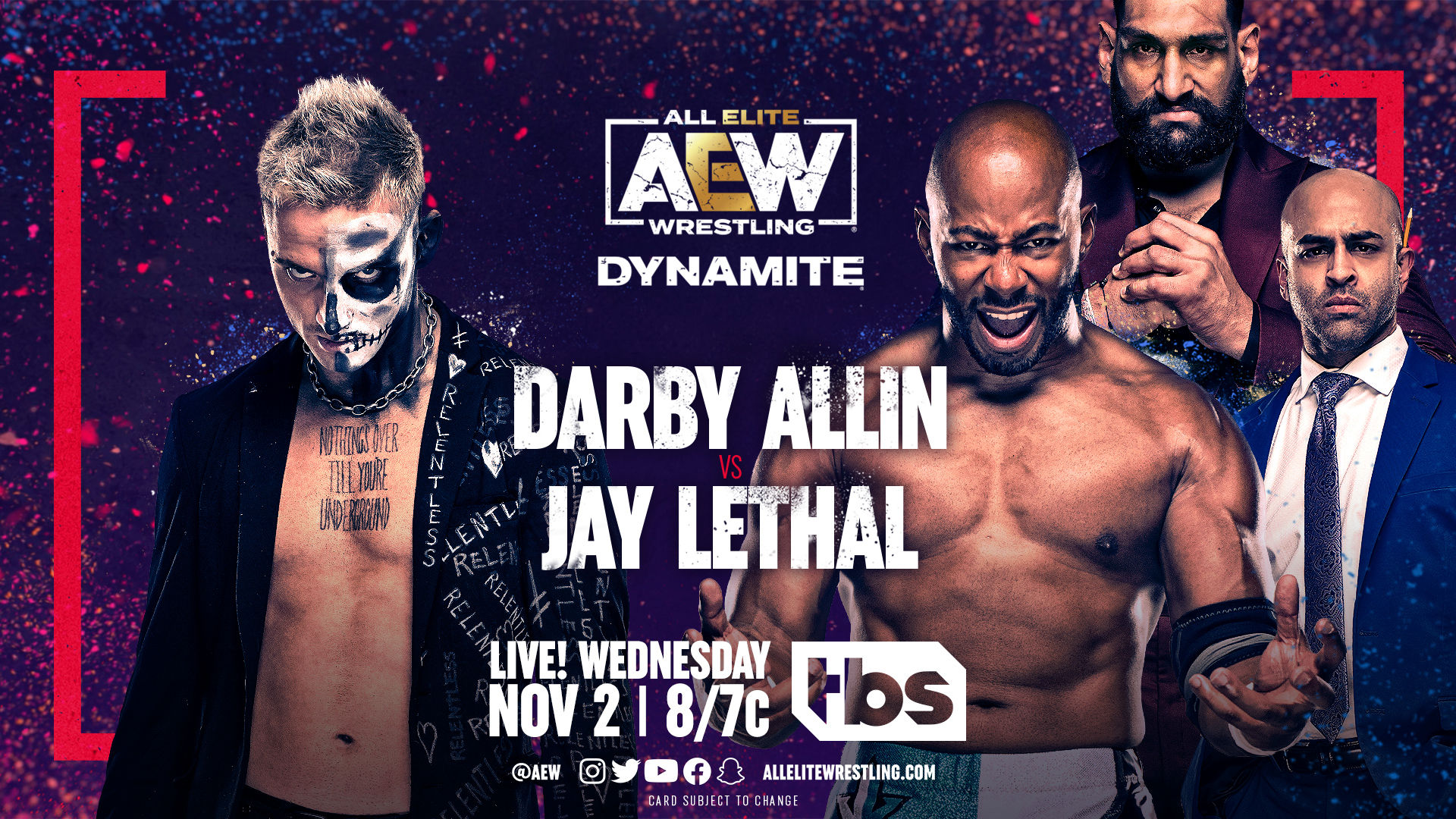 All Elite Wrestling on Twitter: ".@DarbyAllin is seeking more than just revenge against @TheLethalJay when they collide once again THIS WEDNESDAY at #AEWDynamite 8pm ET/7pm CT on @TBSNetwork! https://t.co/nTa7FufRMS" / Twitter
