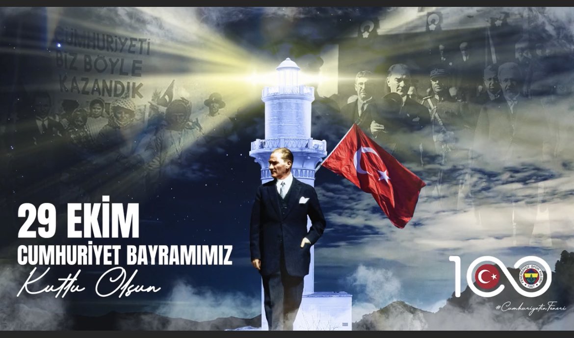 Cumhuriyetimizin 99. yılını, yüzüncü yıl şampiyonluğumuza adım adım yaklaşmanın heyecanı içinde kutluyoruz. Bize ulusca bu gururu yaşatan Mustafa Kemal Atatürk, silah arkadaşları ve tüm şehitlerimizin ruhları şad olsun.

<a href="/Fenerbahce/">Fenerbahçe SK</a> 
#CumhuriyetinFeneri 
#29EkimCumhiyetBayramı