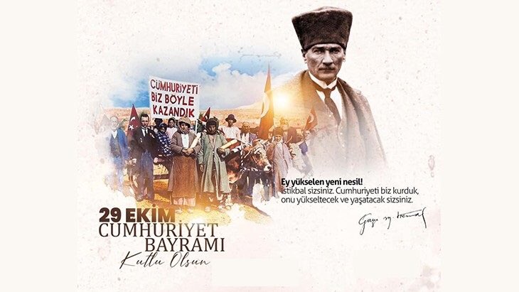 29 Ekim Cumhuriyet Bayramımız kutlu olsun! 
Cumhuriyetimizin kuruluşunun 99. yıl dönümünde Ulu Önder Mustafa Kemal Atatürk ve kahraman silah arkadaşları saygı ve minnetle anıyorum.