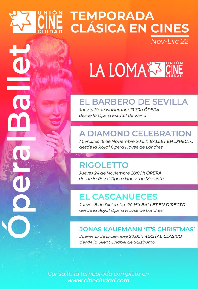 Piturdajaen's tweet photo. Atentos a la programación de temporada de @UnionCineCiudad 😍
#cine #ocio #entretenimiento #conciertos #música #piturda #eventos https://t.co/jSZHzbAQUx