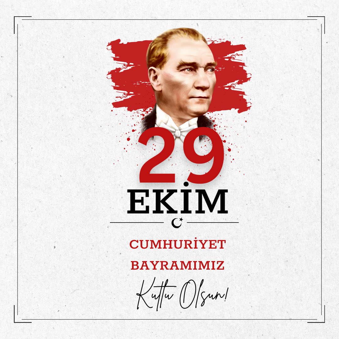 Cumhuriyetimizin ilanının 99. yıl dönümünde, başta Ulu Önderimiz Mustafa Kemal Atatürk ve silah arkadaşları olmak üzere tüm kahramanlarımızı saygı, özlem ve sevgiyle anıyoruz! 🇹🇷

#29EkimCumhuriyetBayramı