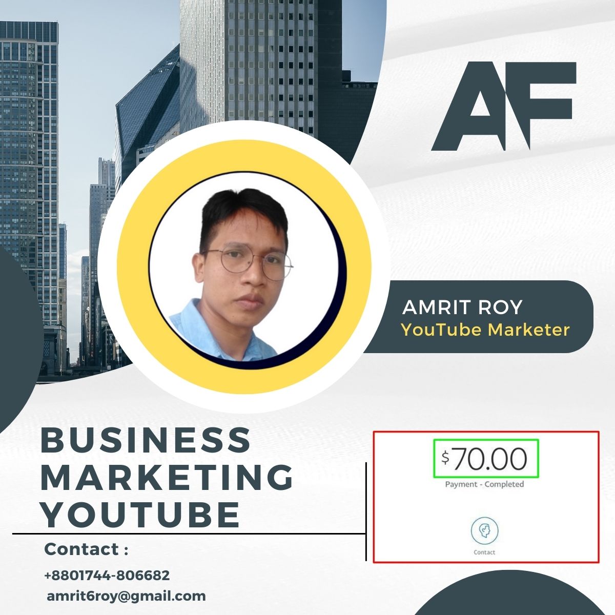 Lowest budget price Digital Marketing Campaign for your Business.
WhatsApp: +8801744-806682
Email: amrit6roy@gmail.com

#youtubesubscriber #videoseo #channelgrow #seorank