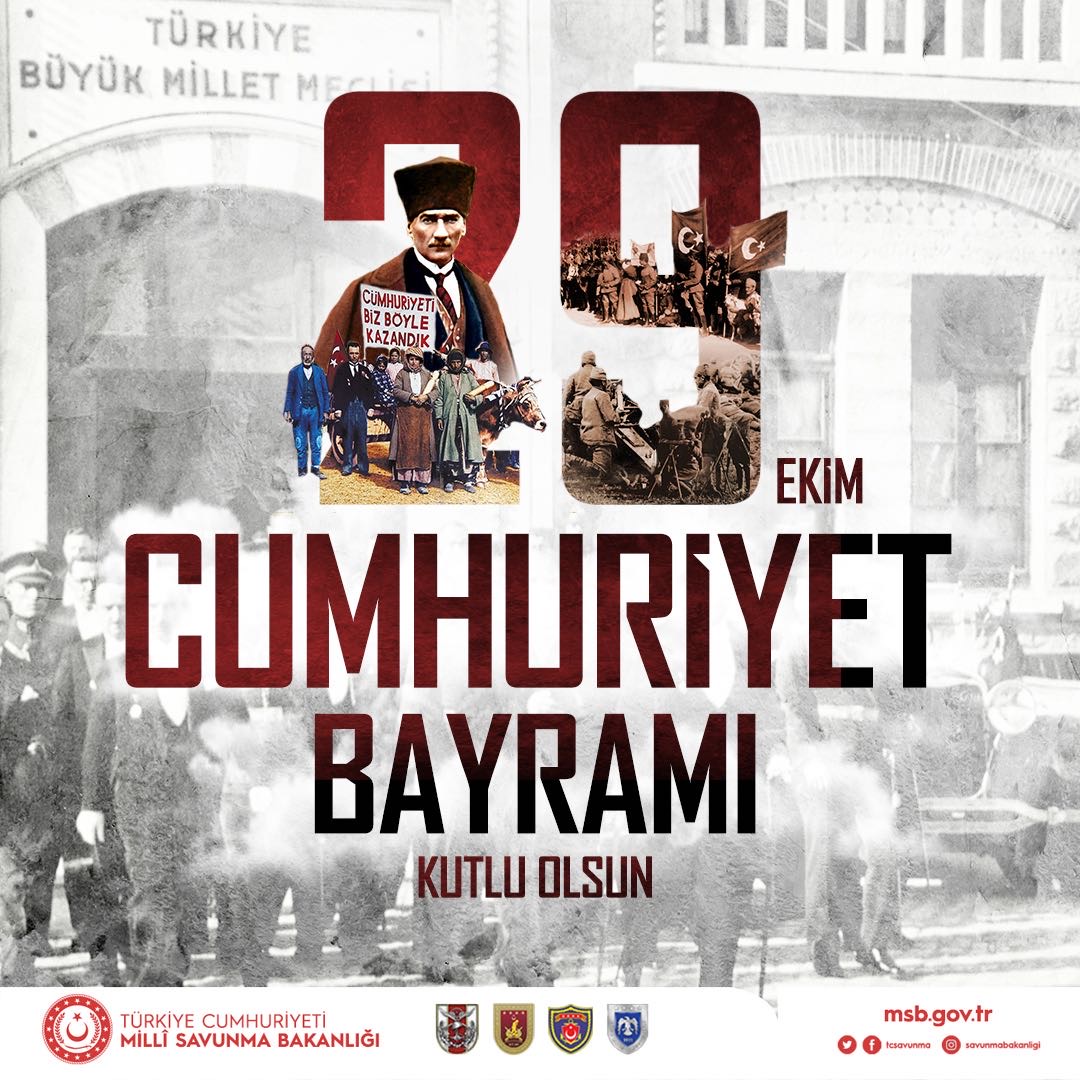 29 Ekim Cumhuriyet Bayramımız Kutlu Olsun.🇹🇷 Bizlere Cumhuriyeti armağan eden Başkomutanımız Gazi Mustafa Kemal Atatürk başta olmak üzere Millî Mücadele kahramanlarımızı rahmet, minnet ve şükranla yâd ediyoruz.