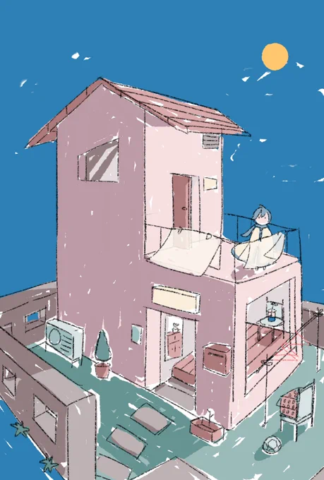 再掲良いお天気に洗濯をするKAITOくん 