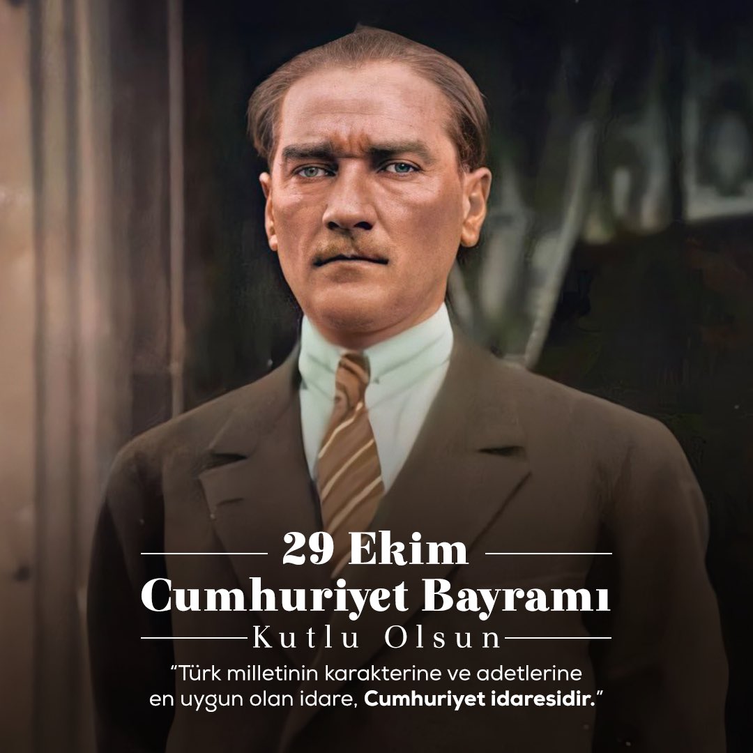 29 Ekim 1933 tarihinde verdiği Onuncu Yıl Nutku'nda, bu günü 'En Büyük Bayram' olarak nitelendiren Atatürk’ün izinde 99 yıl! 29 Ekim Cumhuriyet Bayramımız kutlu olsun.🇹🇷