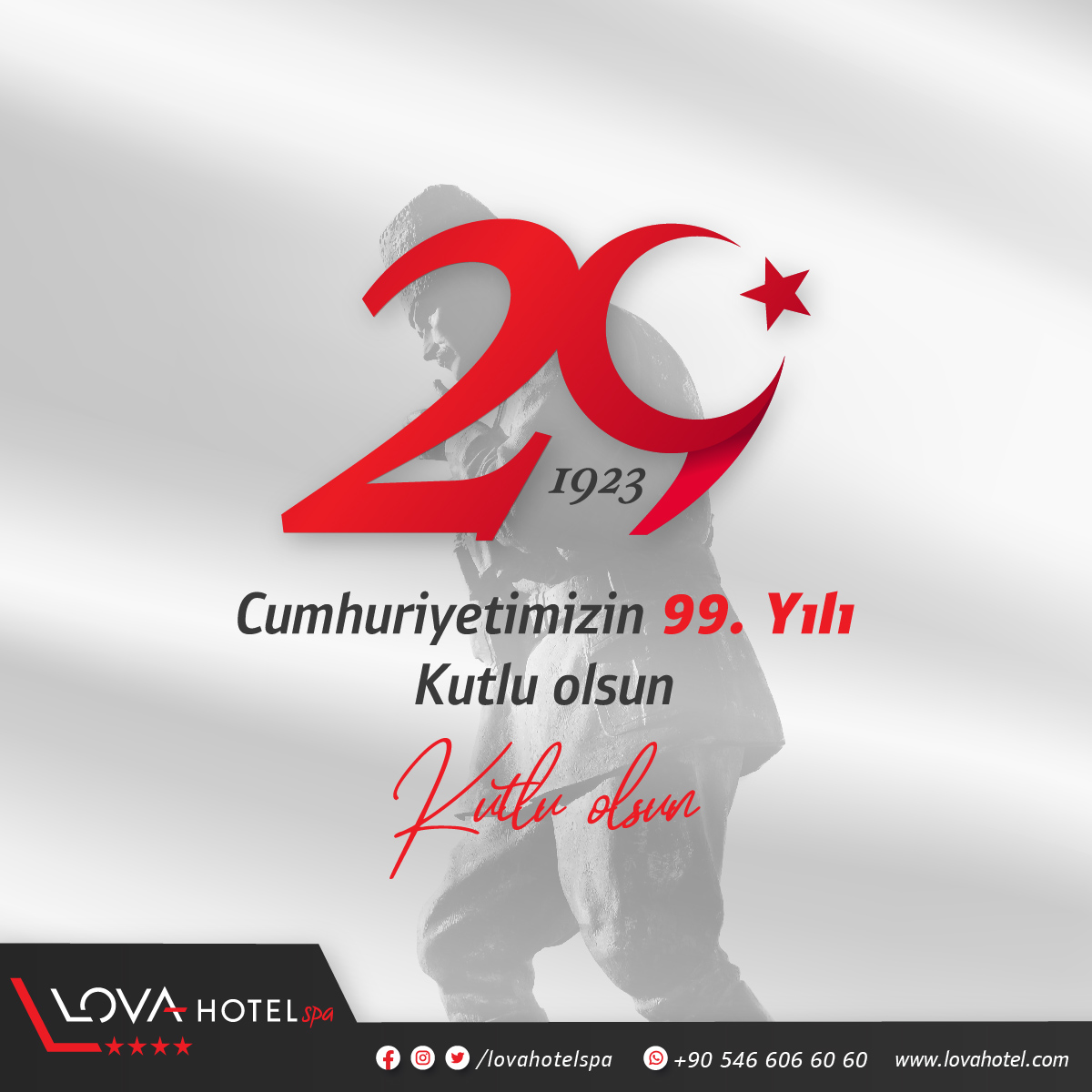 LovaHotelSPA's tweet photo. 29 Ekim Cumhuriyet Bayramımız Kutlu Olsun! Nice 99 senelere...
#29Ekim1923 ##29Ekim #LovaHotelSPA #CumhuriyetBayramı #Cumhuriyet https://t.co/pWjcARTXtx