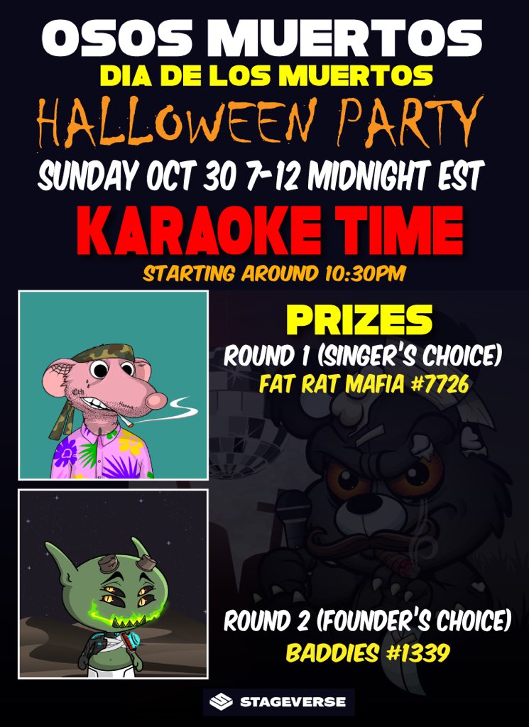 PCK (@pck_eth) on Twitter photo 🎃👻Party Games and Prizes #Jeopardy #Bingo #karaoke <a href="/thedrunkrobots/">Drunk Robots</a> <a href="/official_pcknft/">Pop Culture Kids</a> <a href="/LilHottiesNFT/">Lil Hotties</a> @fatratmafia <a href="/TheCyberHornets/">Cyber Hornets</a> <a href="/BAD__nfts/">Aliens-X</a> <a href="/Osos_Muertos/">O͓̽s͓̽o͓̽s͓̽ ͓̽m͓̽u͓̽e͓̽r͓̽t͓̽o͓̽s͓̽ 🧸🔪🩸</a> Musical Guests and more! Party in the Metaverse! <a href="/thestageverse/">Stageverse</a> Print your bingo cards and download the stageverse app!🎃👻 🎃👻Party Games and Prizes #Jeopardy #Bingo #karaoke <a href="/thedrunkrobots/">Drunk Robots</a> <a href="/official_pcknft/">Pop Culture Kids</a> <a href="/LilHottiesNFT/">Lil Hotties</a> @fatratmafia <a href="/TheCyberHornets/">Cyber Hornets</a> <a href="/BAD__nfts/">Aliens-X</a> <a href="/Osos_Muertos/">O͓̽s͓̽o͓̽s͓̽ ͓̽m͓̽u͓̽e͓̽r͓̽t͓̽o͓̽s͓̽ 🧸🔪🩸</a> Musical Guests and more! Party in the Metaverse! <a href="/thestageverse/">Stageverse</a> Print your bingo cards and download the stageverse app!🎃👻
