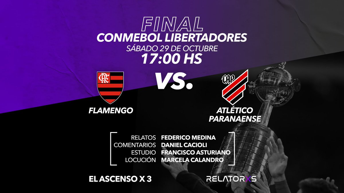 🟥HOY Sábado
🕔17 hs 

✅#Flamengo🆚 #Paranaense

🎙️ Relata: <a href="/soyfedemedina/">Fede Medina</a> 
🗣️Comenta: <a href="/DanielCacioli/">Daniel Cacioli</a> 
📱 Vestuarios: <a href="/PassiniPaolo/">Paolo</a> 
🖥️Estudios: <a href="/panchoasturiano/">Pancho</a> 

📲 Desde la APP <a href="/Relatoresconvos/">® Σ |_ Δ ╥ Φ ® Σ §</a> 
📻 Escuchalo x AM 680 @rmla680 
📺 You Tube Ax3

❤️‍🔥 Ascenso

👤<a href="/DanielCacioli/">Daniel Cacioli</a>