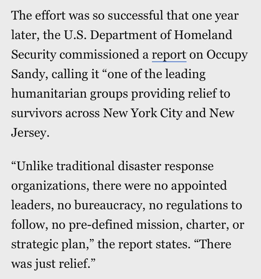 benhaygood's tweet photo. “Occupy Sandy showed how informal, grassroots disaster response was more effective than the official response. DHS agreed.”
Department of Homeland Security report: https://t.co/Xdf5tNjETJ
#Sandy #Sandyversary
@OccupySandyNJ @OccupyWallStNYC @OccupySandy https://t.co/gRn3AQsFhM