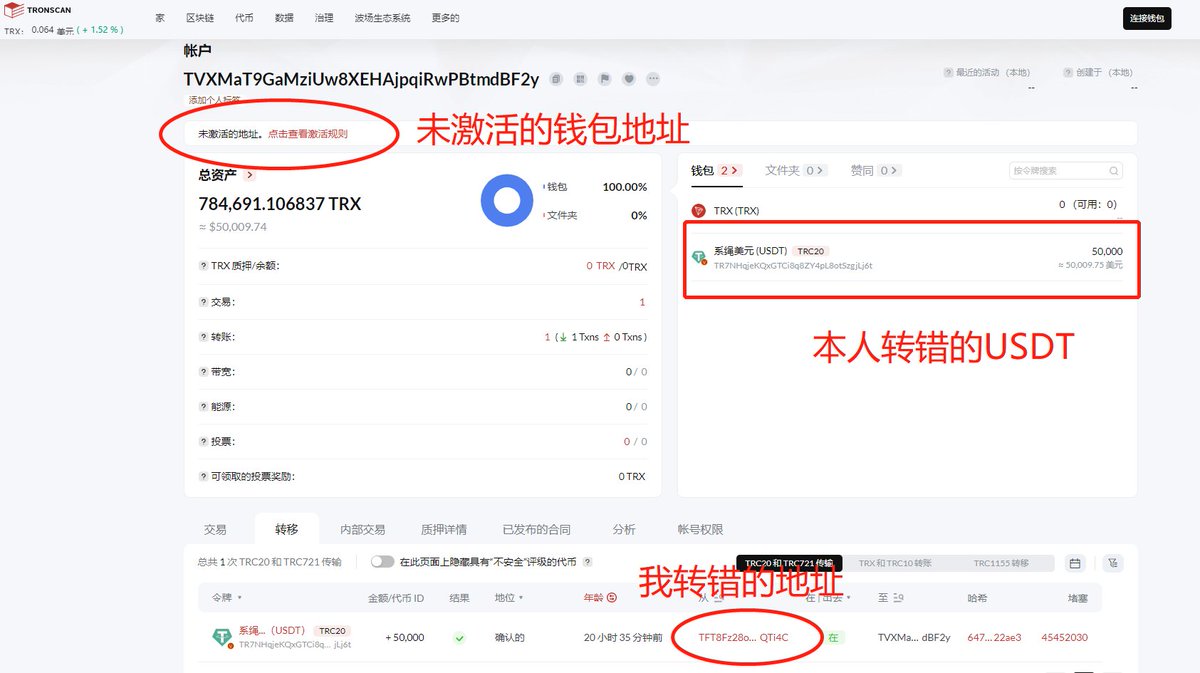 各位Web3的朋友，能否再帮忙看看，50000USDT转入的地址为一个未激活的地址，希望真的不是被盗。
@tomyt_tome <a href="/melo403641806/">Melo</a> <a href="/justinsuntron/">H.E. Justin Sun 👨‍🚀 🌞</a> <a href="/trondao/">TRON DAO</a> <a href="/mht38020996/">hhhhhhhh</a> <a href="/0xsexybanana/">郡主Christine (✱,✱)</a> <a href="/Chris_Defi/">匿名博士</a> @tongtongtalk @skipperfund @hi_cult