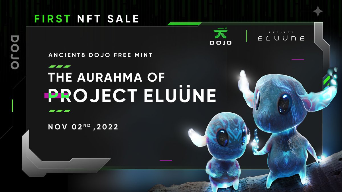 The Dojo doors open at last! The Aurahma is your useful and customizable spirit companion and PFP across the StarGardens of <a href="/ProjectEluune/">Project Eluüne</a> ✨

Learn more about the game and how to mint your Aurahma for FREE on <a href="/Ancient8_Dojo/">Ancient8 Dojo</a> ⛩️

👉 blog.ancient8.gg/ancient8-dojo-…