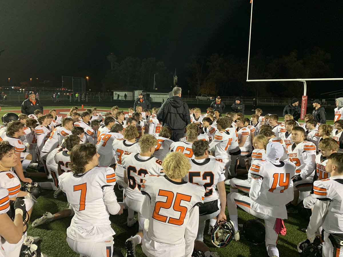 KaukaunaGhosts's tweet photo. That Level 3 kind of feeling!! The Ghosts defeat Slinger 45-24 to advance to play Homestead next Friday in the WIAA Level 3 Playoff game.  @NoahHofmann12 finished with 5 TDS 😳!! Keep rollin, Ghosts 👻🏈👏🏻!! https://t.co/nSgXbWio8h