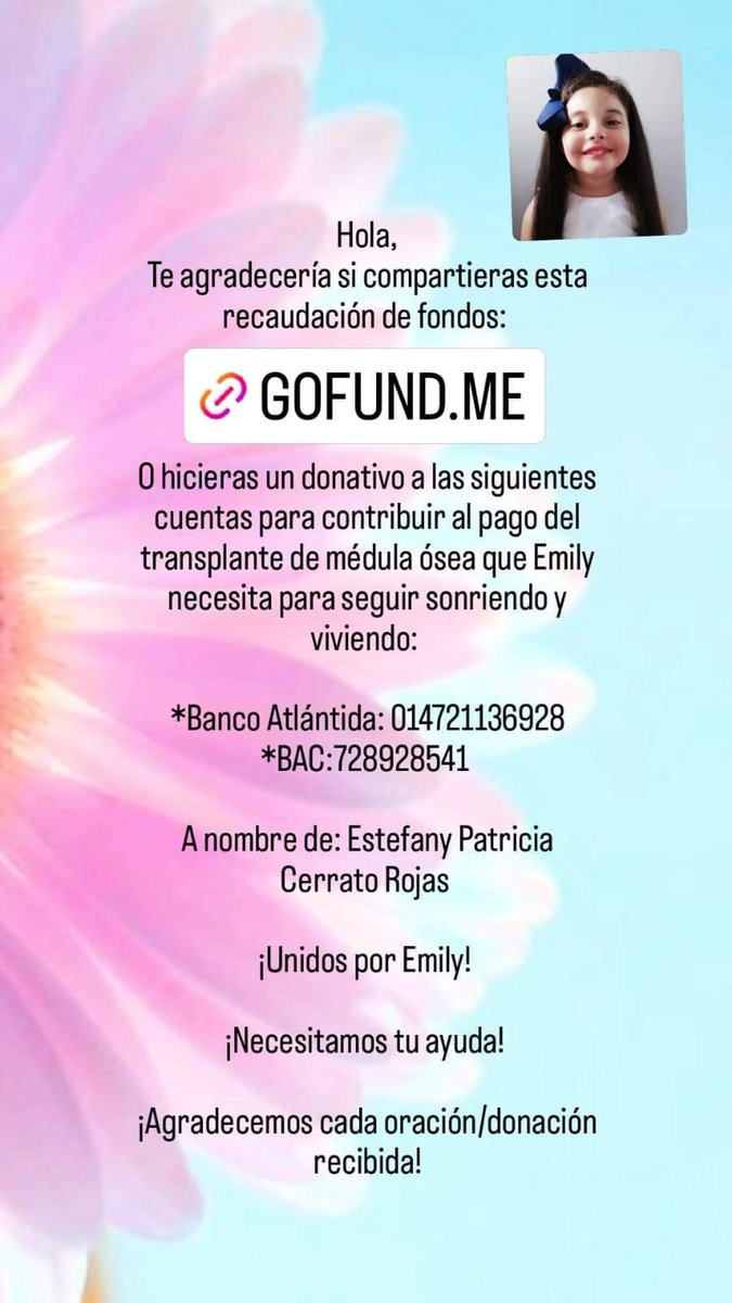 BenjiAnariba's tweet photo. Así cómo hacen viral tonterías de Play Land Park y otras cosas, ayúdenme a hacer viral esto, Emily es una bebe de 6 años que urge un trasplante de Médula, ya no hay tiempo y cada día es vital, AYUDEMOS PORFA 🥺 @DrDark_Angel @gabbioviedo @SalvaPresidente @LOKOXMOTAGUA @IsabelTVC https://t.co/YubjM2e3i7