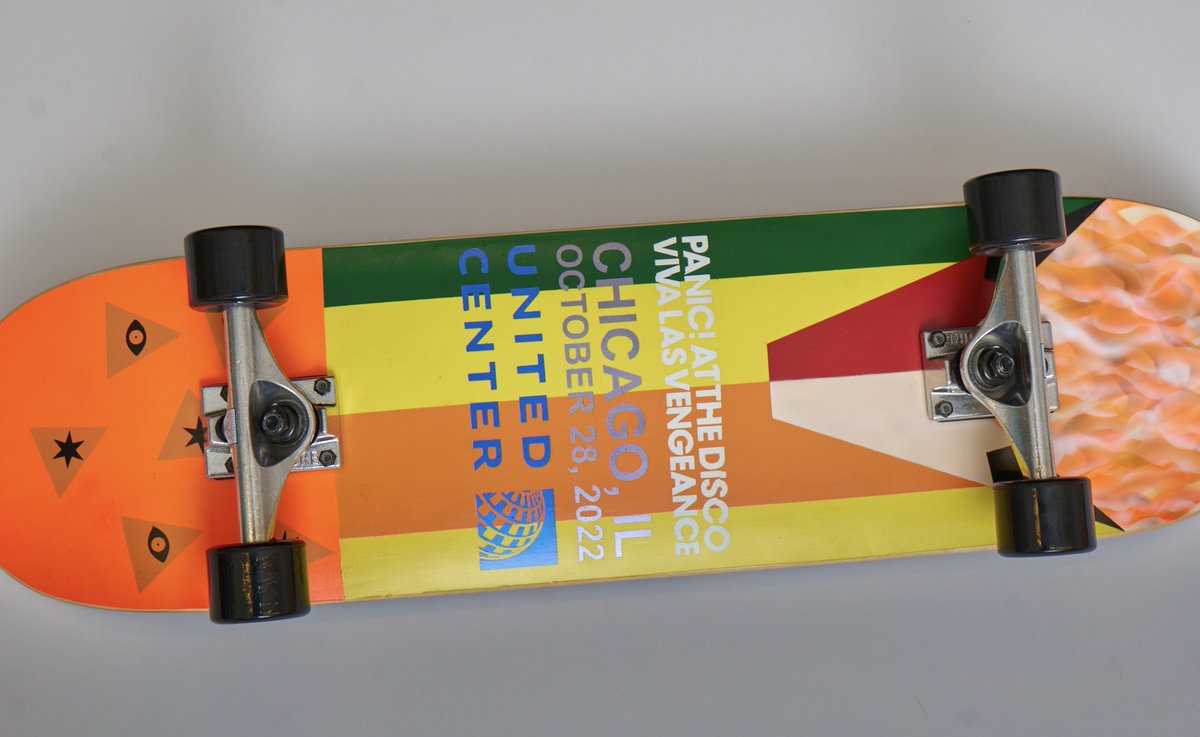 United Center (@unitedcenter) on Twitter photo A closer look at our custom designed skateboard for <a href="/PanicAtTheDisco/">Panic! At The Disco</a>! π #VivaLasVengeance #VivaLasVengeanceTour A closer look at our custom designed skateboard for <a href="/PanicAtTheDisco/">Panic! At The Disco</a>! π #VivaLasVengeance #VivaLasVengeanceTour