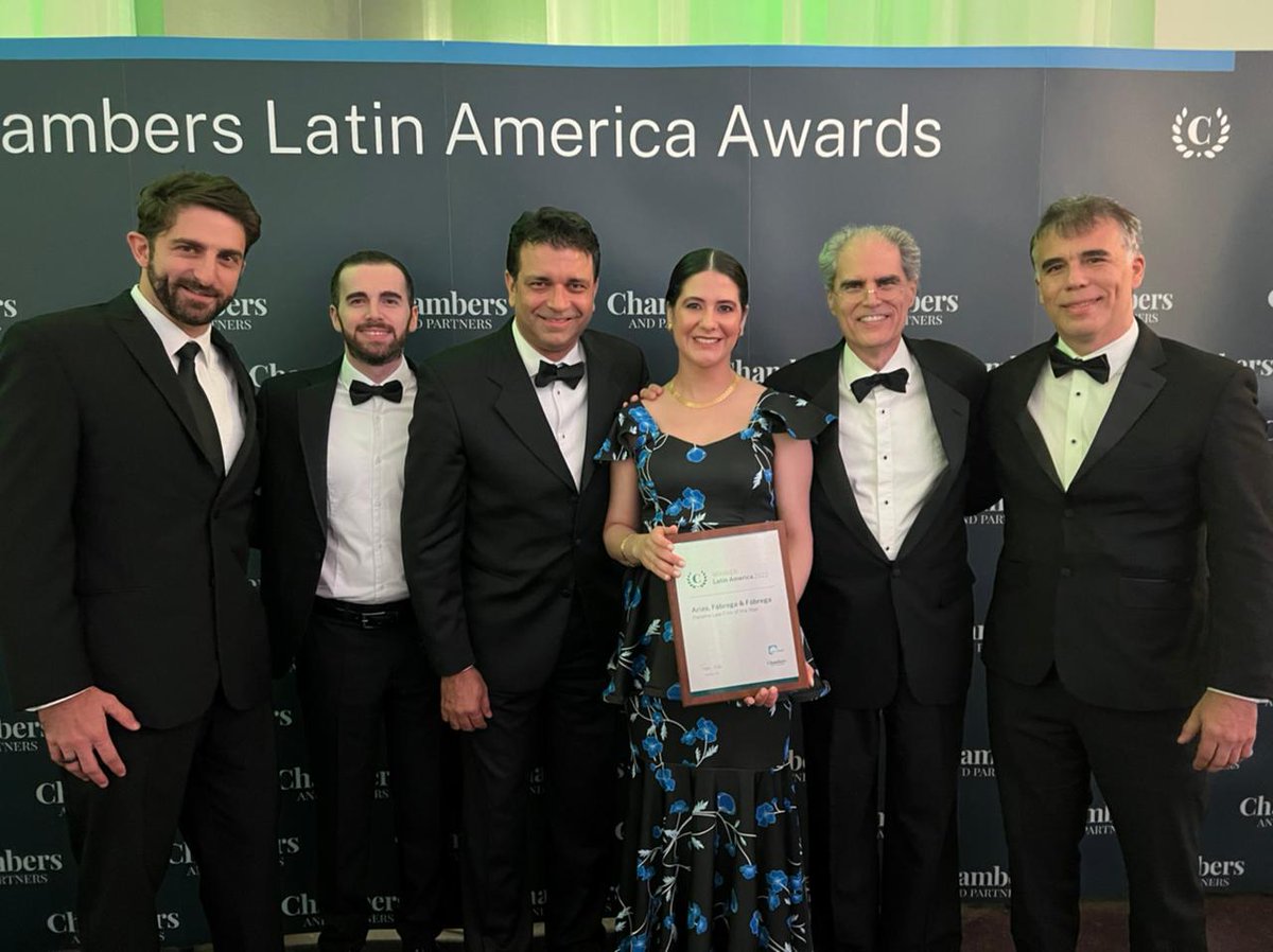 Tonight, ARIFA has been recognized by Chambers and Partners as the firm of the year in Panama. <a href="/rubinofa/">Andres Rubinoff</a>, Gian Castillero, Pilar Castillo, Ricardo Manuel Arango and Estif Aparicio received this important award. Thank you #chamberslatinamericaawards2022.