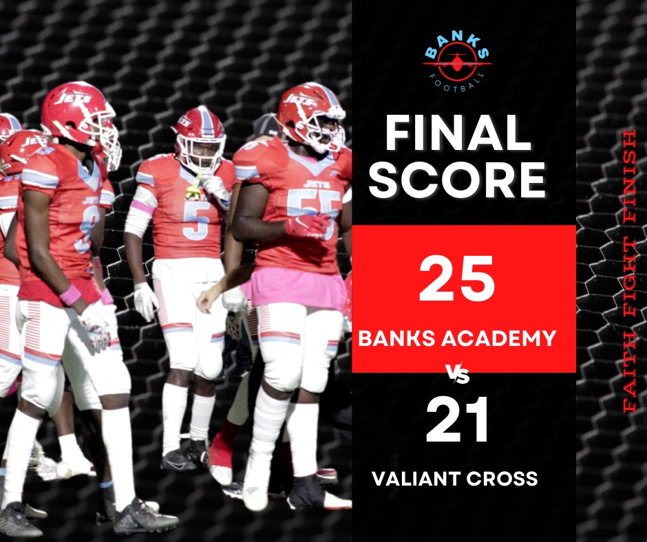 Great way to finish the regular season! <a href="/BanksJetsFB/">Banks Jets Football</a> gets the WIN! #PLAYOFFS NEXT! 
#FaithFightFinish 
#WeAreBanks
<a href="/GameDayGraphic2/">ⒼⓐⓜⓔⒹⓐⓨ Ⓖⓡⓐⓟⓗⓘⓒⓢ</a>