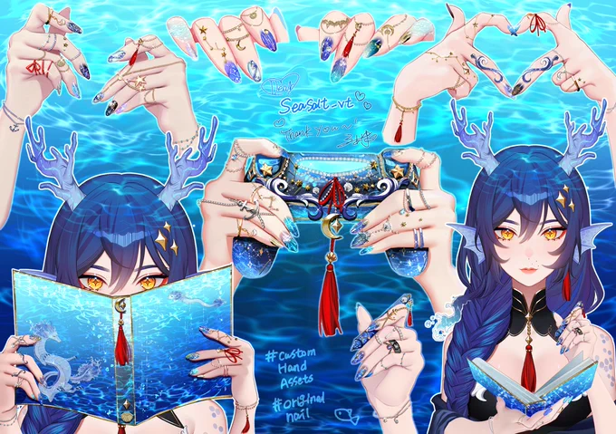 skebI drew the custom hand assets and original nail design Thank you!ご依頼でオリジナルネイル付きハンドアセットを描かせていただきました#commission 