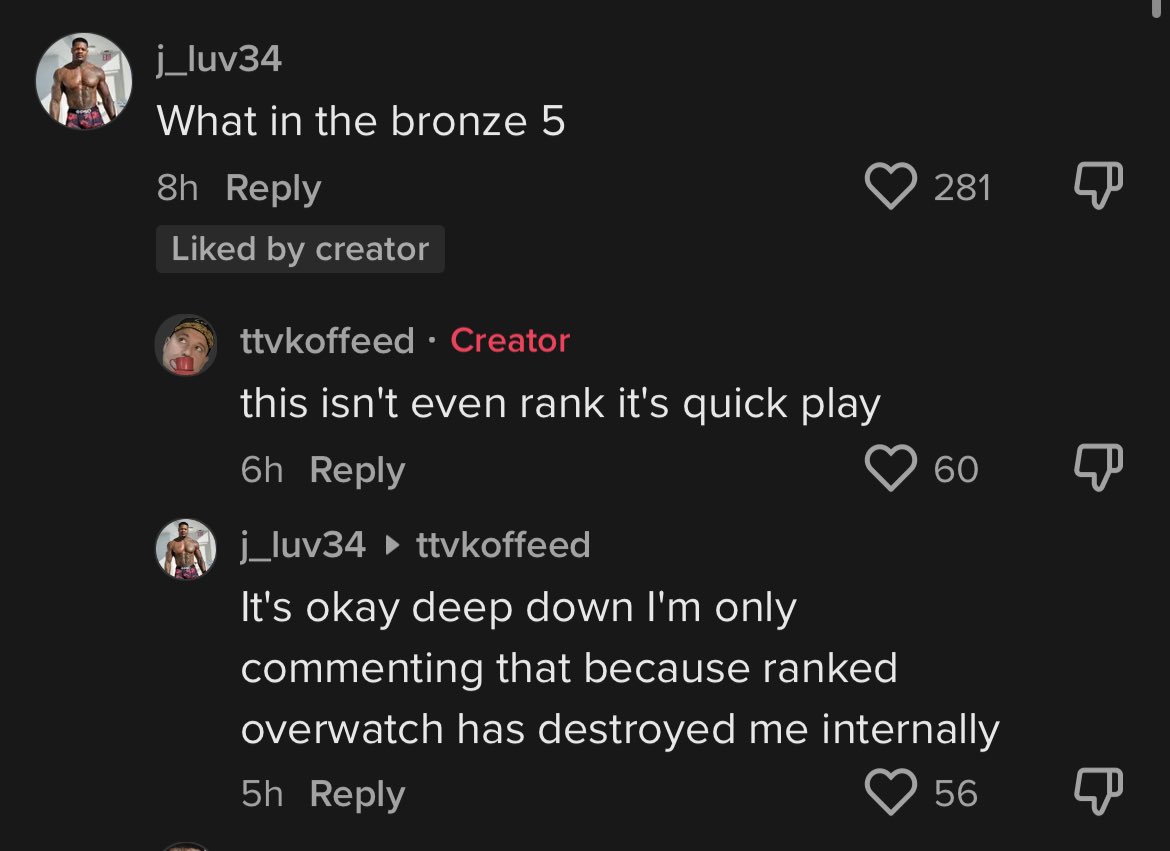 Rairyui's tweet image. The realest thing I’ve seen from ow TikTok